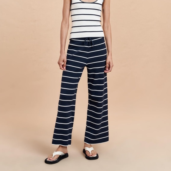 La Ligne Navy and White Striped Pants - Picture 1 of 6